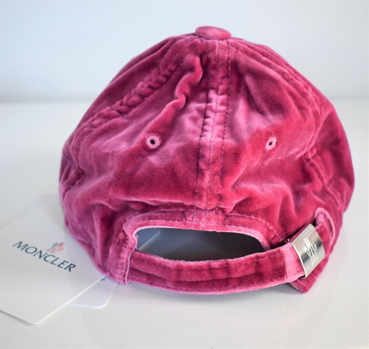 MONCLER Pink LOGO Patch VELVET BASEBALL CAP Hat One Size Adjustable ?️ Authentic MONCLER Pink LOGO Patch VELVET BASEBALL CAP  main image 2