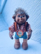 STEIFF Macki Hedgehog Figurine Mohair Marke Plaid Shirt Felt Pants Original Tag