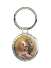 Dog : Gift Round Keychain Pet Animal Puppy Teddy Bear Canine Pets Dogs