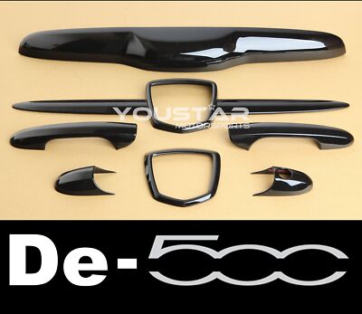 EXPRESS NO 500 LOGO For FIAT ABARTH GLOSS BLACK De-Chrome Cover Trims 595 695