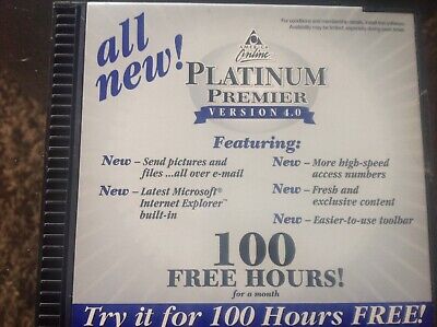 Vintage AOL CD Platinum Version 4.0 100 Free Hours!, Orig