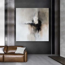 Mesmerizing Hand-Painted Oil Painting abstract Wall Art Living White