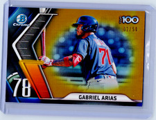 GABRIEL ARIAS 2022 Bowman Chrome SCOUTS' TOP 100 GOLD REFRACTOR RC 02/50 Indians