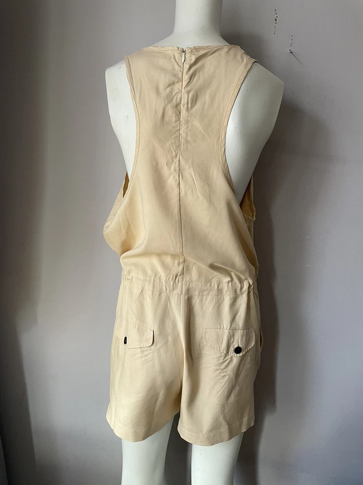 Rag & Bone Romper Women’s Silk Racerback Sleeveless Waisted Pocket Sz 4 - Image 4 of 4