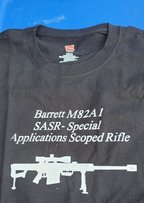 M82A1 Barrett SASR T-Shirt 100% Cotton White on Black