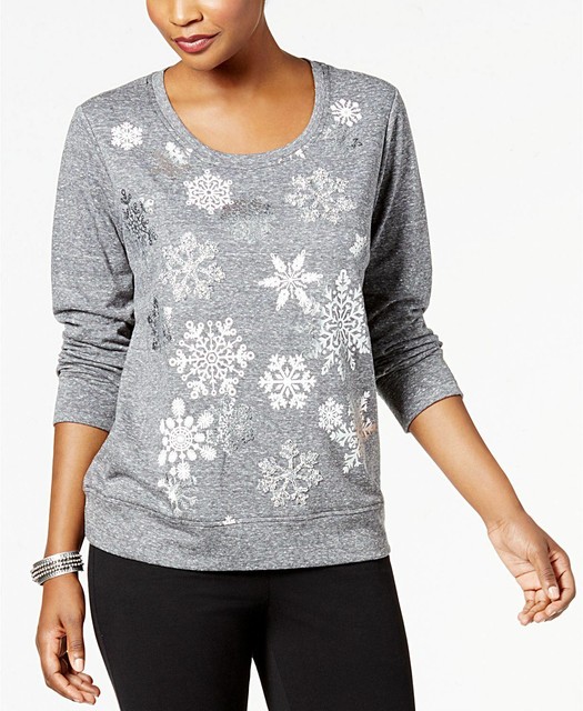 Women's Sequin Snowman Christmas Sweater - Gray Snowflake Embellished Christmas | eBay