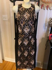 JAX BLACK LABEL Women's Lined Sleeveless Sheath SEQUIN DRESS - Size 8-Black-NWT