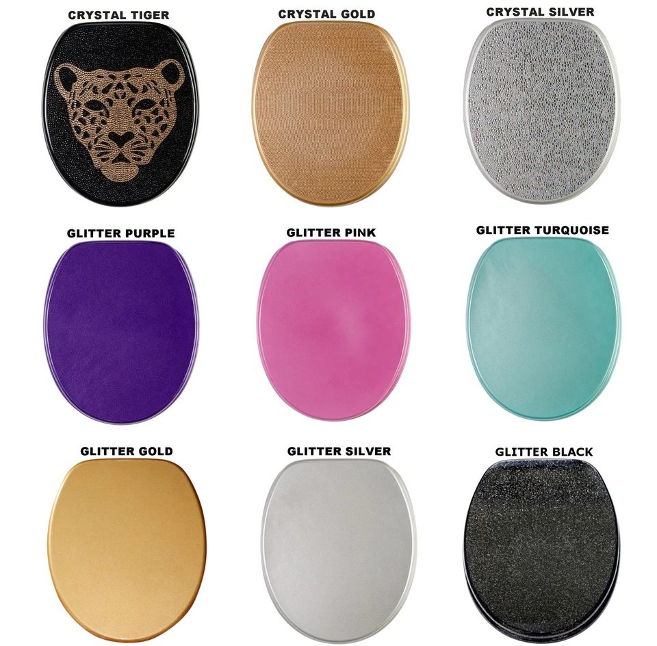 HIGH QUALITY GLITTER WOOD WC TOILET SEAT | STABLE HINGES | EASY TO MOUNT
