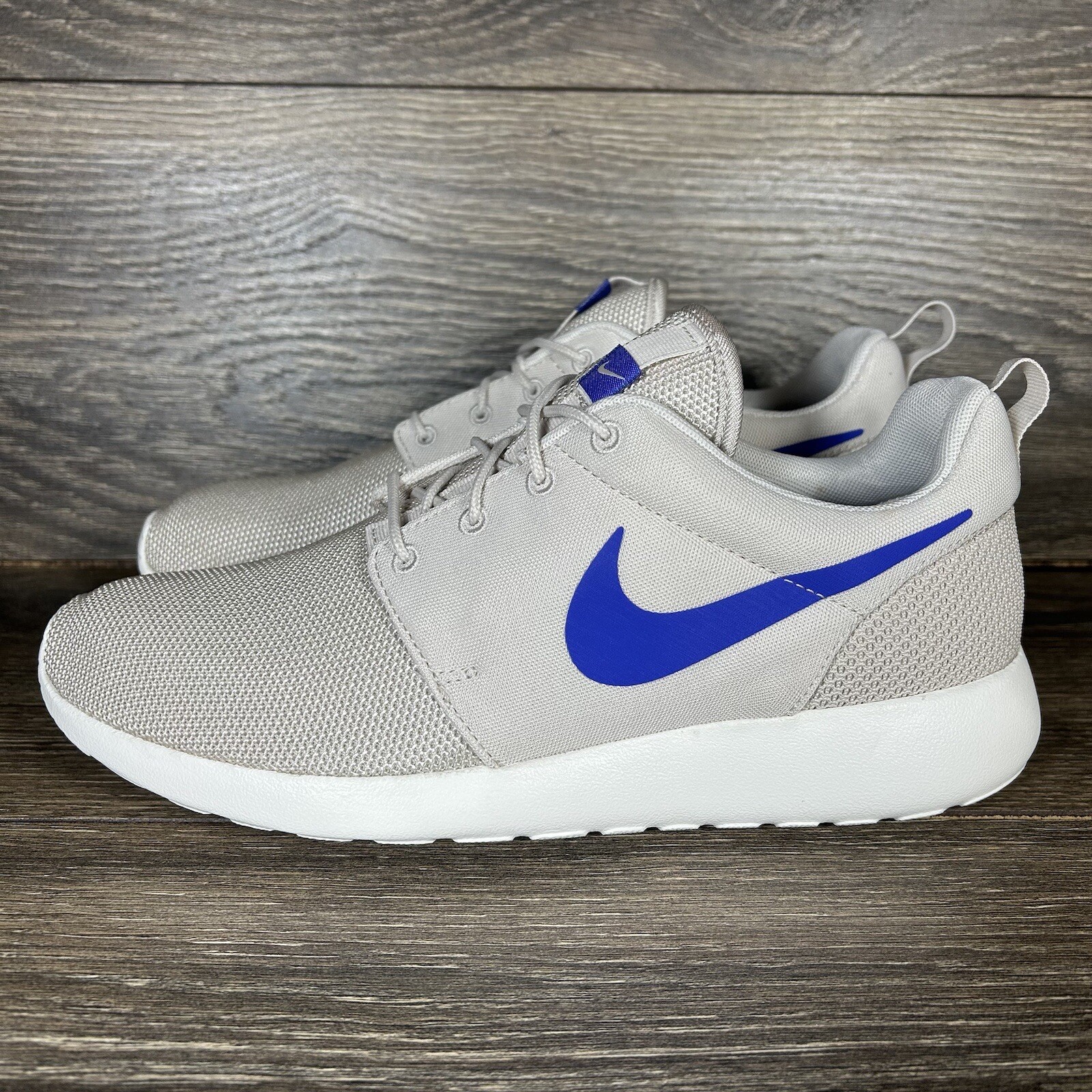 Nike Men's Roshe One Beige Blue Athletic Running Shoes Sneakers Trainers New