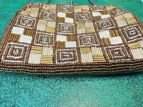 Vtg Walborg Copper Silver Beaded Evening Bag Clutch Made Hong Kong Purse Evening - 第 3/10 張圖片