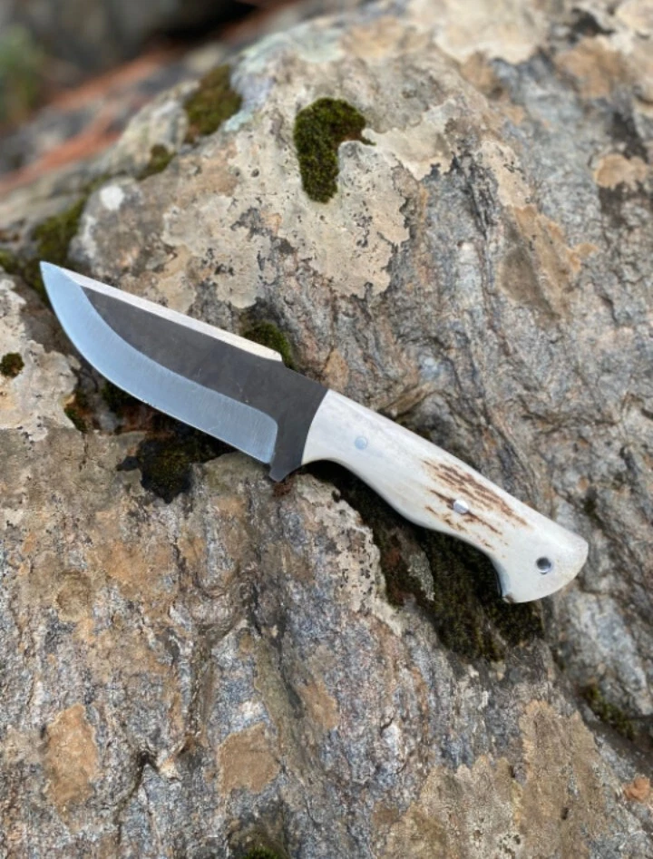 Cuchillo de hoja fija vintage con mango de ciervo | Lote de cuchillos | Regalo de Navidad | Exterior EE. UU. Foto 2 de 4