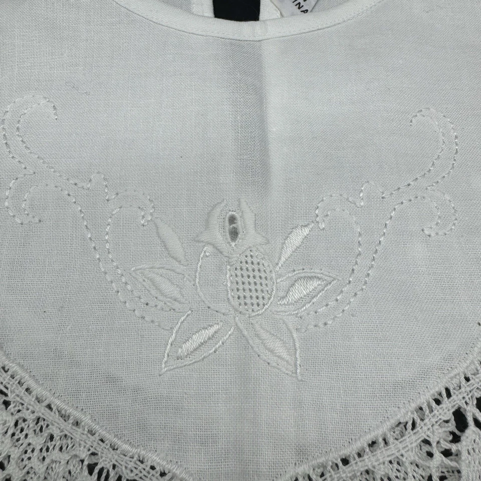 De colección Cuello de Encaje Bordado a Mano Abotonado Blanco Algodón Pekín Artesanías Foto 2 de 4