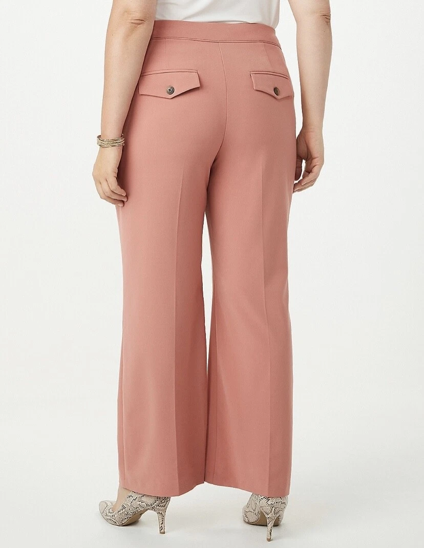 Roz Ali Dressbarn Secret Agent Pull On Dress Pants Pink Spice Tall Slacks