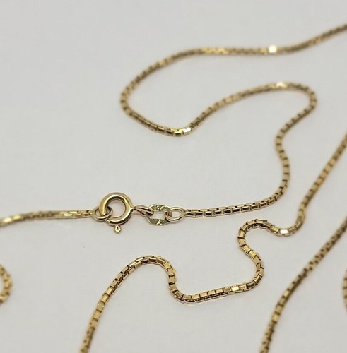 Authentic 14K Solid Yellow Gold Box Chain Necklace 0.55mm-0.9mm All Size 16"-24" - Picture 12 of 15