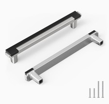 25-Pack 5 Inch Centers Brushed Nickel Black Cabinet Handles Solid Drawer Pulls