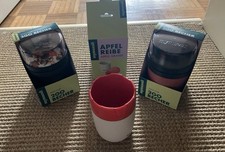 mymuesli Set: 2 To go Becher in mauve und schwarz, 1 Apfelreibe, „neu“