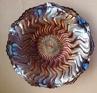 MILLERSBURG ZIG ZAG 10" AMETHYST RADIUM CARNIVAL GLASS BOWL---OUTSTANDING