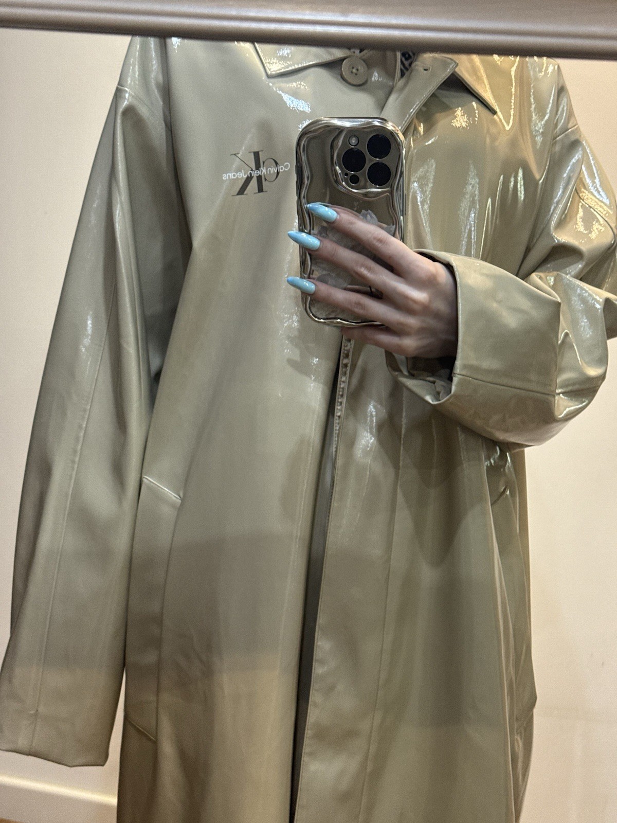 Calvin Klein Luxury Vinyl Coat Size M | Taupe Beige colour, waterproof