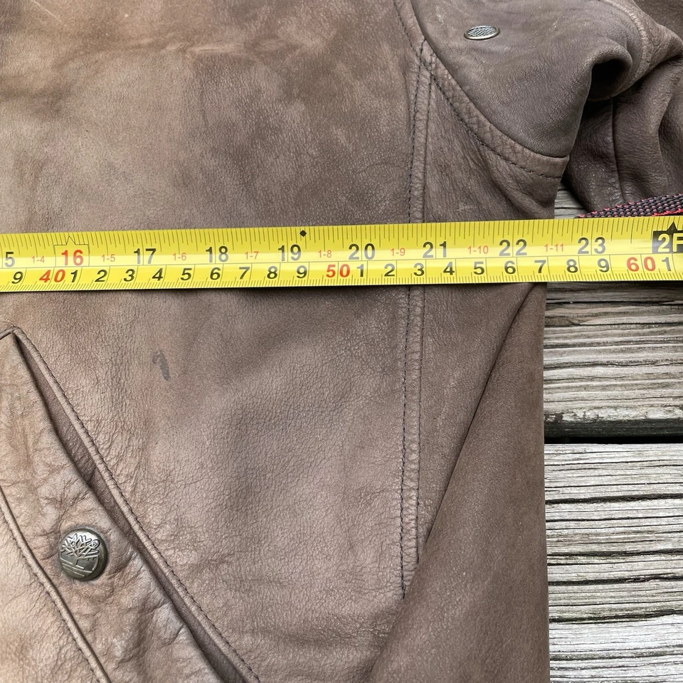 Vintage Timberland Weathergear Bomber Jacket Coat Leather Men's Small Brown - Image 3 of 4