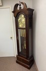 Howard Miller Grandfather Clock Mahogany Crowned Top Westminster Chime Brass Di… — photo 1