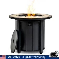 30" Propane Gas Fire Pit Table 50000BTU Round Steel Fire Pit w/ Ceramic Tabletop