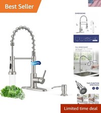Elegant Kitchen Faucet with Pull Down Sprayer Soap Dispenser - Brushed Nickel