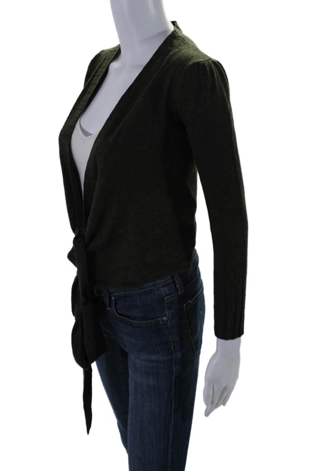 Suéter Diane Von Furstenberg Para Mujer Mangas Largas Cuello en V Envolvente Verde Talla S Foto 2 de 4