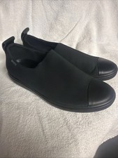 Ecco womens black leather weave slip on casua...