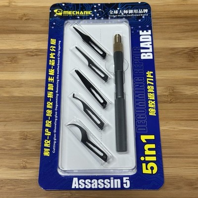 MECHANIC Assassin 5 Degumming Blade Set 5PCS + Handle Phone IC CPU Glue Removal