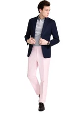 Tommy Hilfiger Mens Modern fit Sport Coat Blazer 40 R Navy Blue Solid Linen