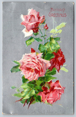 Vintage Postcard, Cursive Script, 1908 Birthday