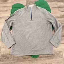 Tommy Bahama Mens Large Reversible Knit 1/4 Zip Pullover Gray Striped