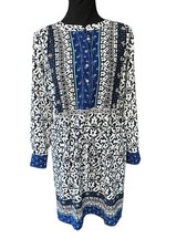 Ann Taylor LOFT Tie Waist Floral Mosaic Shirtdress Shift Dress Size XS Petite