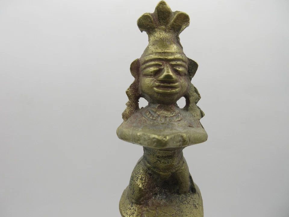 Antigua estatuilla campana budismo templo 10" Buda de latón de colección SONIDO DURADERO Foto 2 de 4