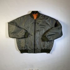 MA-1 Bomber Jacket Olive Green Orange L Reversible Style Military Flight Pilot