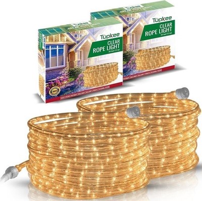 2 Tupkee Rope Light Warm Clear - 24 Feet, Indoor & Outdoor Decorative Tube Light