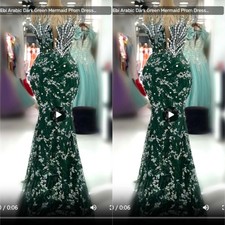 Mermaid Sky Blue Prom Dresses Crystals Tassels Sequined Evening Formal Dress