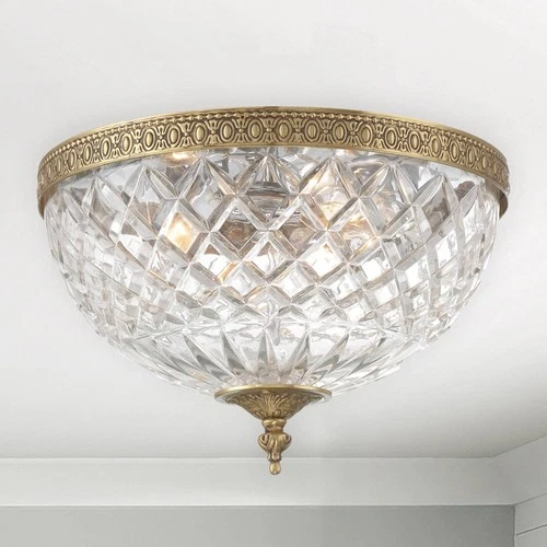 Crystorama Ceiling Mount 12" Wide Olde Brass Ceiling Light - Picture 1 of 10