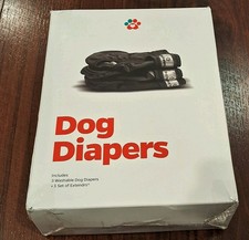 Pet Parents Washable Dog Diapers Pack of 3 All Black Size Is Large