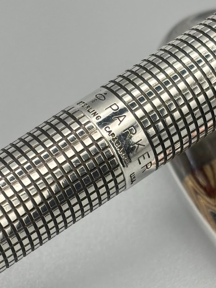 Vintage Parker 75 Cisele Sterling Silver Fountain Pen 14K Gold