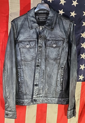 NEW WILSONS LEATHER CADEN GENUINE BLUE LEATHER TRUCKER JACKET MENS XL NWT IN BAG