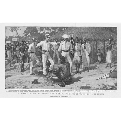 BENIN MASSAKER Mr Locke and Captain Boisragon Safe at End - Antique Print 1897