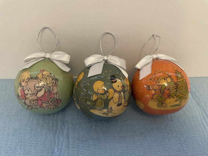 1995 Precious Moments Ball Globe Ornament Set of 3 Christmas