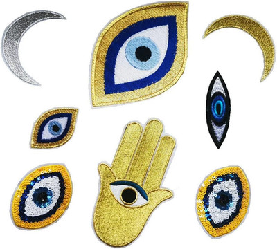 Embroidery Cartoon Pink Mouth/ Thread Eye/Hand/Planet Embroidery Patch Garment D