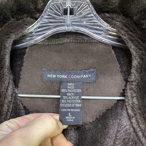New York & Company WOMENS Brown FAUX FUR Lining Coat Jacket Size Large Very Nice - Picture 8 of 17