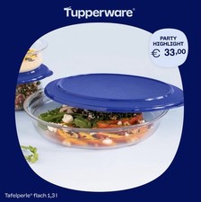 Tupperware Tafelperle Schüssel 1,3 l flach Servierschüssel moderne Schale blau 