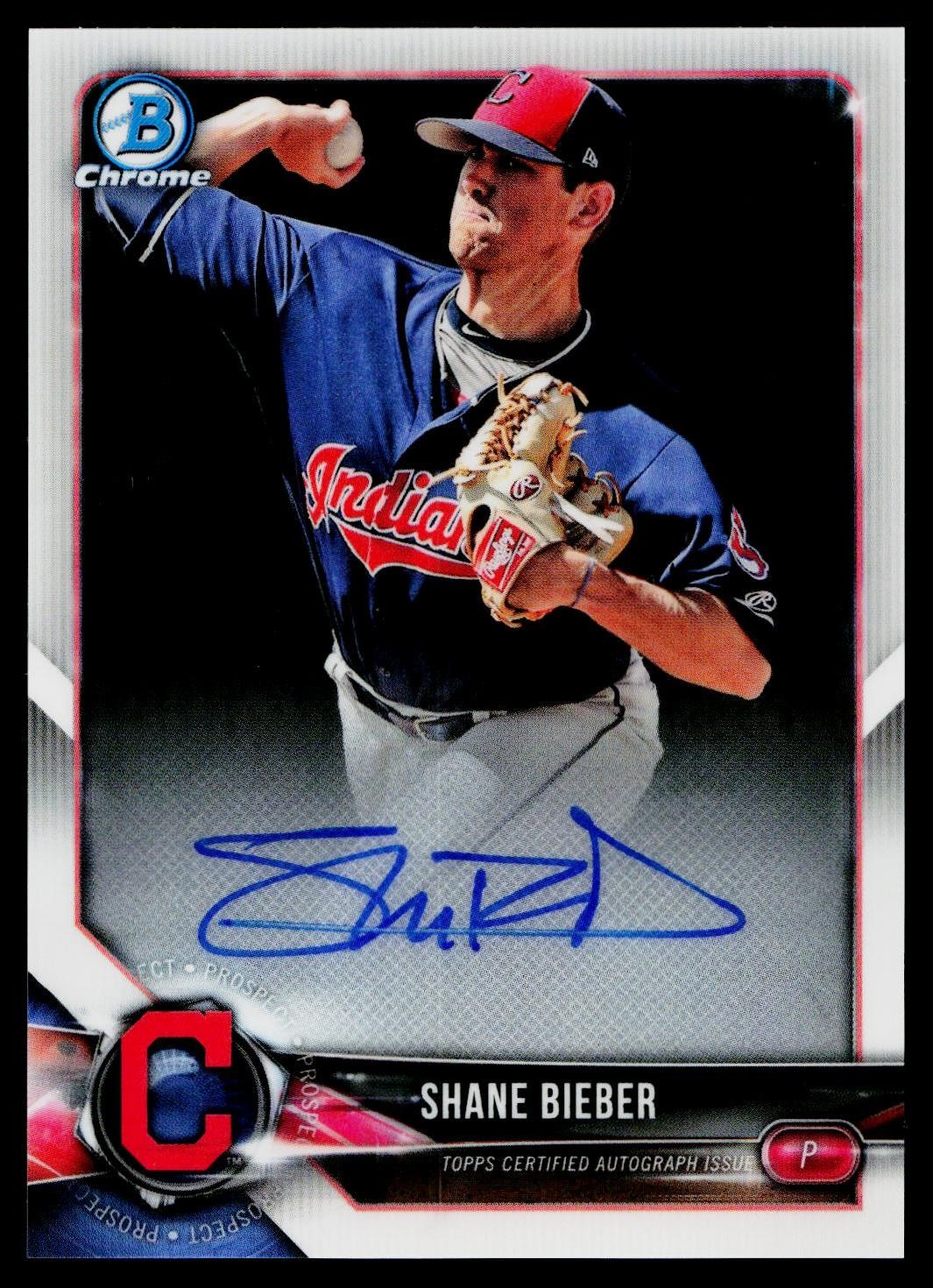 2018 Bowman Chrome #BCPA-SB Shane Bieber Prospects Autographs