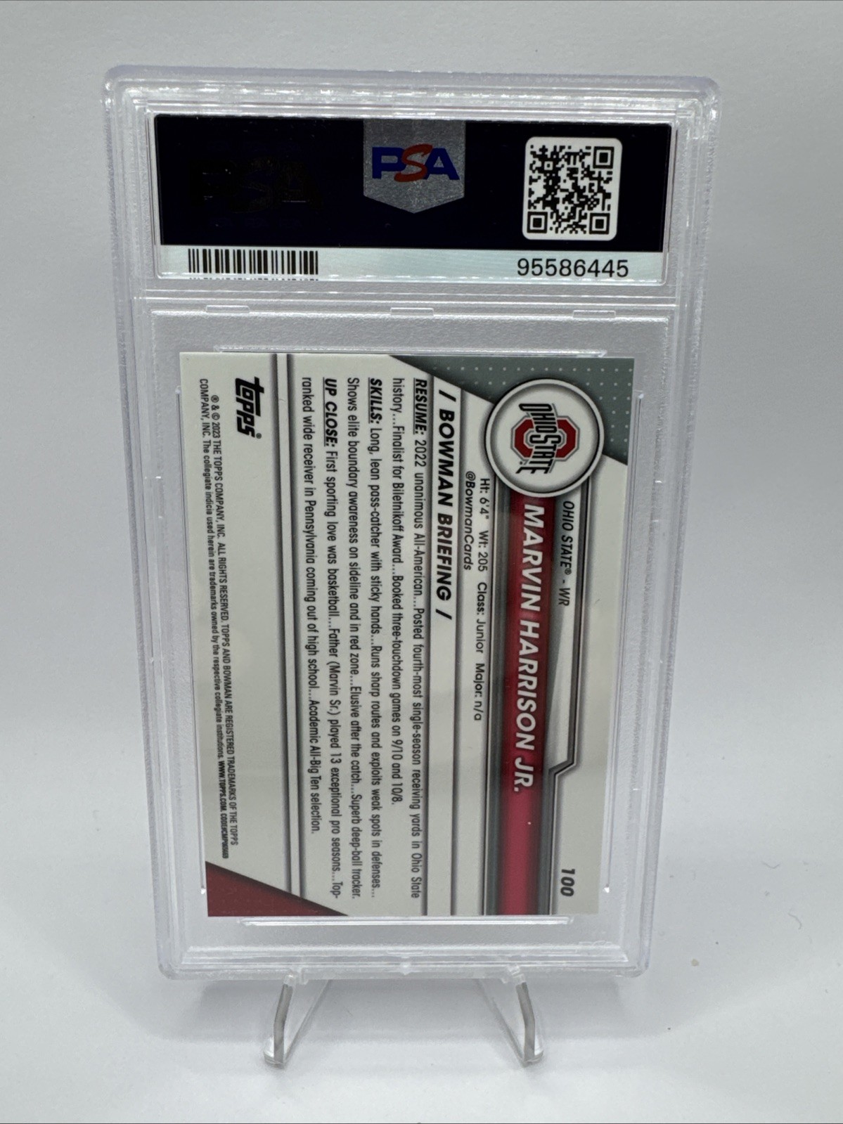 2023 Bowman Chrome Marvin Harrison Jr 1st Bowman PSA 10 view 2