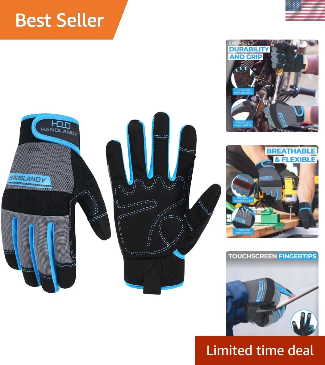 Work Gloves Men & Women, Utility Mechanic Working Gloves Touch Screen, Flexib...