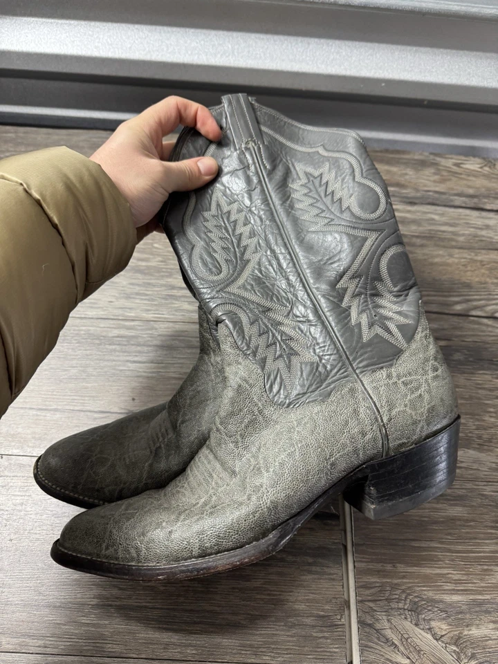 Botas de Vaquero Occidentales Delgadas Panhandle Años 90 Exóticas Gris Piel de Tiburón Para Hombres 9.5D Foto 3 de 4